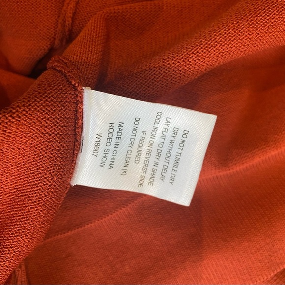 RODEO SHOW Ruffle Trim One Shoulder Viscose Rust Knit Top Blouse Stretch Size M - Picture 10 of 11